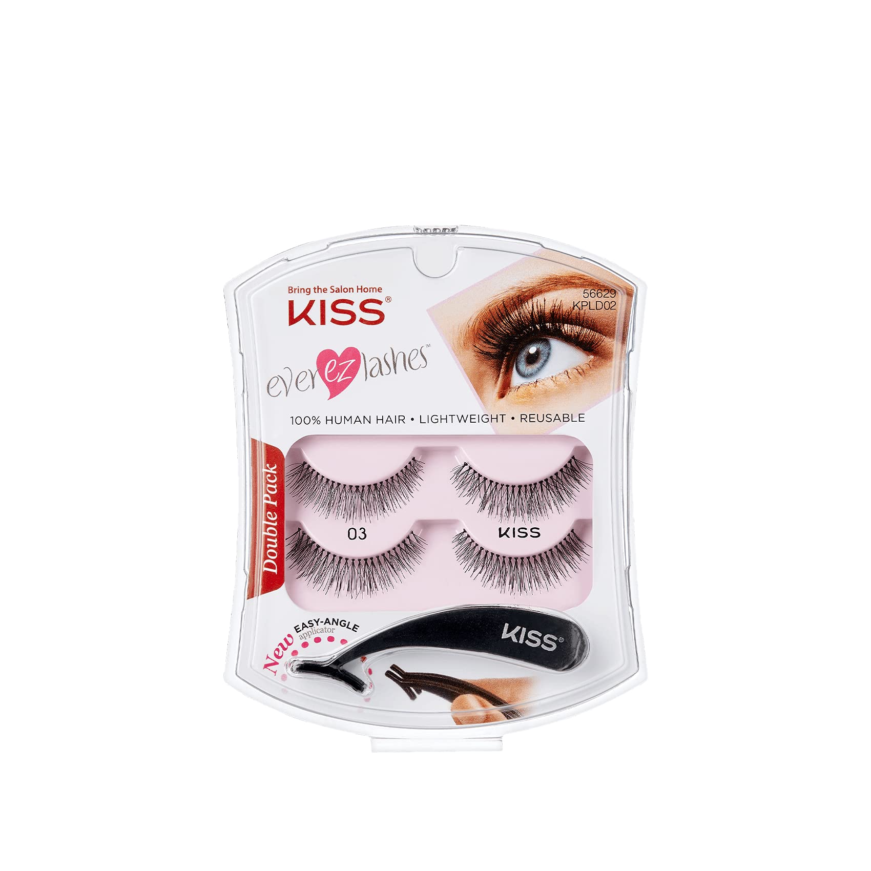 KISS Ever EZ Lashes Double Pack No. 03 for Natural Eyelash Beginners, Reusable & Easy to Apply, Perfect for Special Occa