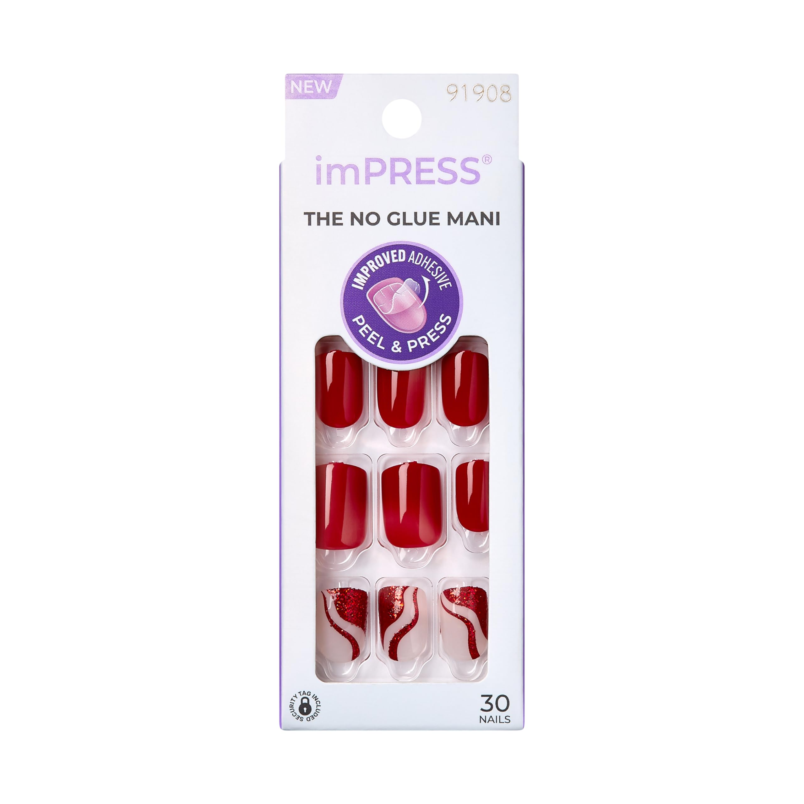 No Glue Mani Press-On Nails 'Endlessly' Medium Red Mini 30 Pieces for Easy Nail Art Manicure
| KISS imPRESS Mani Press-