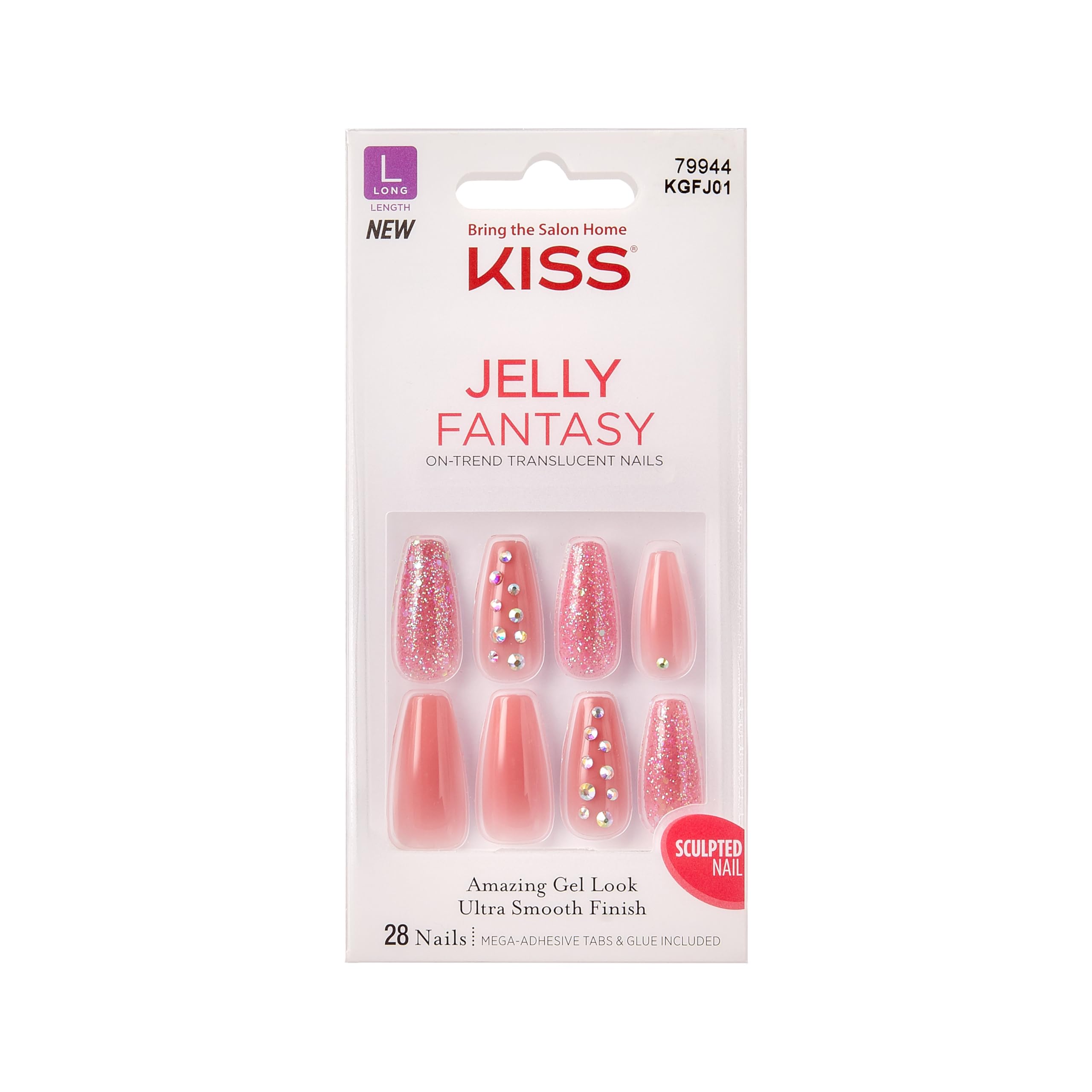 On-Trend KISS Jelly Fantasy Translucent Fake Nails Kit for Nail Enthusiasts
| KISS Jelly Fantasy Translucent Nails Long